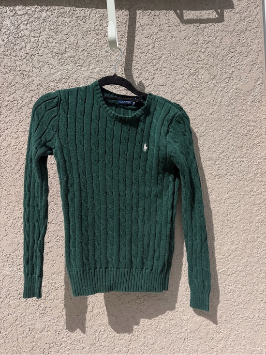Ralph Lauren Sweaters - Ralph Lauren Dark Green Cable Crewneck Sweater